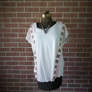 Sonoma LG Cream Ivory Embroidered Blouse Shirt EUC